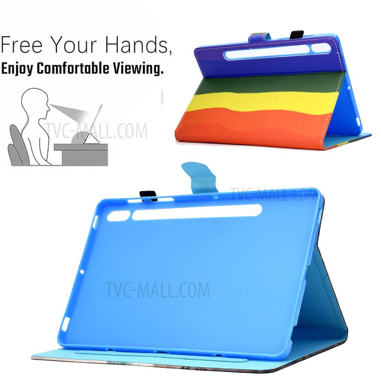 Pattern Printing Leather Protector for Samsung Galaxy Tab S7 T870 Card Holder Stand Case - Gradient-3