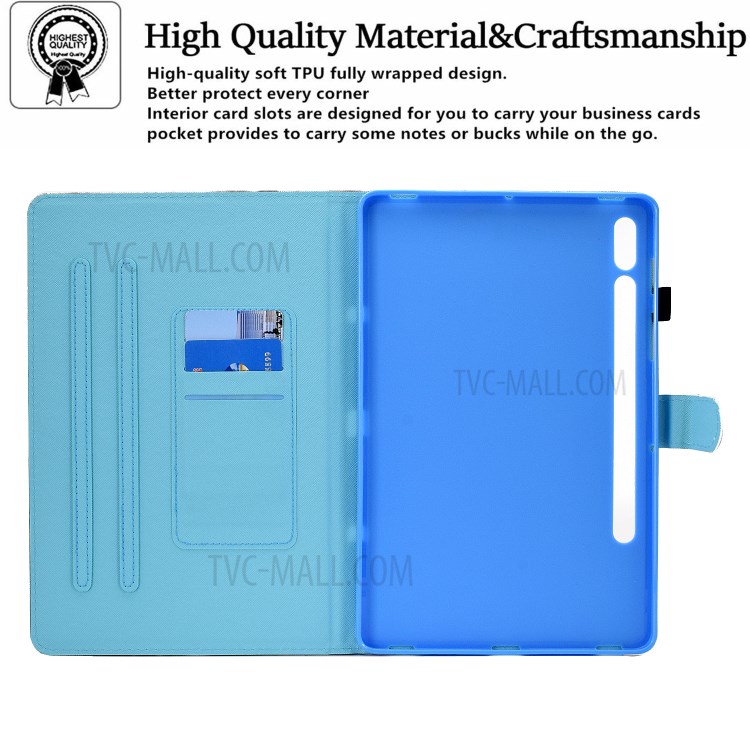 Pattern Printing Leather Protector for Samsung Galaxy Tab S7 T870 Card Holder Stand Case - Gradient-8