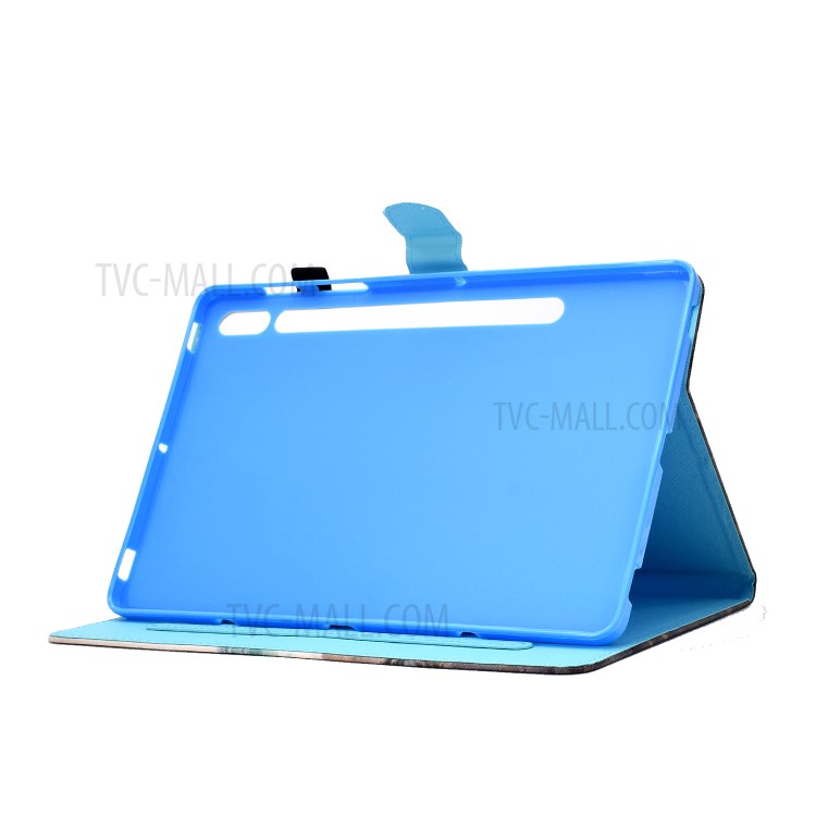 Pattern Printing Leather Protector for Samsung Galaxy Tab S7 T870 Card Holder Stand Case - Gradient-9