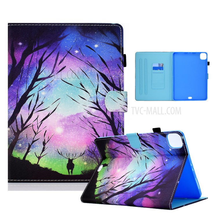 Patterned Leather Protector Card Holder for iPad Pro 11-inch (2020)/(2018)/iPad Air (2020) Stand Case - Elk-1