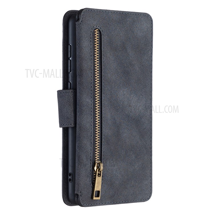 BF07 Detachable Matte Leather Wallet Phone Cover with Zippered Pocket for Samsung Galaxy A71 SM-A715 - Black-3