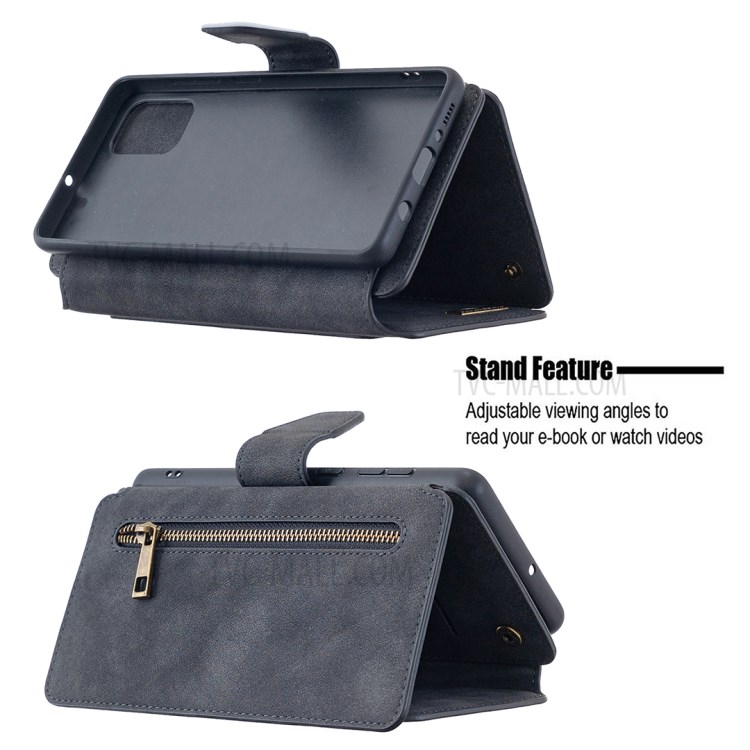 BF07 Detachable Matte Leather Wallet Phone Cover with Zippered Pocket for Samsung Galaxy A71 SM-A715 - Black-5