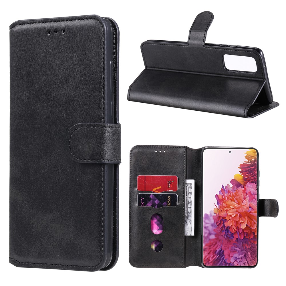 Billetera + Stand Estuche de Estilo de Cuero de Estilo Clásico Para Samsung Galaxy S20 fe 4G/5G/2022/S20 Lite - Negro