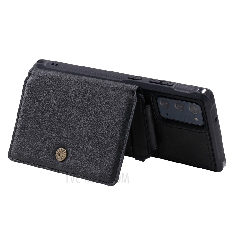 Zipper Pocket Leather Coated TPU Phone Back Case with Kickstand for Samsung Galaxy Note 20 5G / Galaxy Note 20 - Black-4