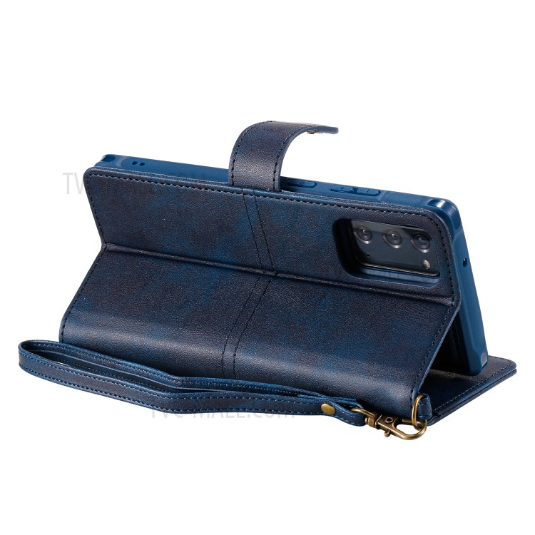 Magnetic Destacleable 2-em-1 Carteira Phone Case Para Samsung Galaxy Nota 20 / Nota 20 5G - Azul-10