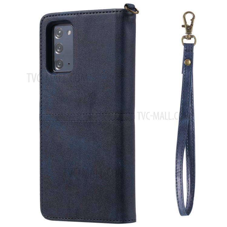 Magnetic Destacleable 2-em-1 Carteira Phone Case Para Samsung Galaxy Nota 20 / Nota 20 5G - Azul-13