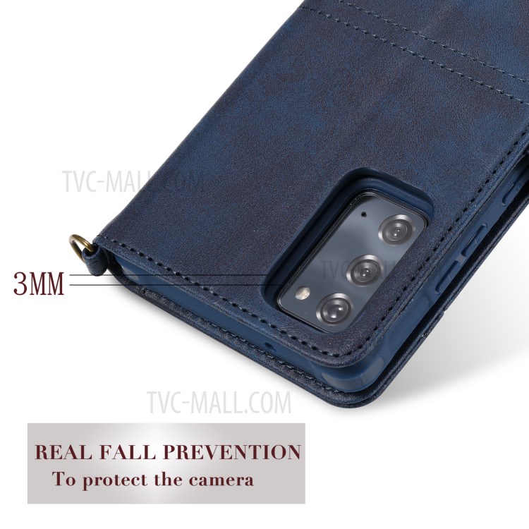 Magnetic Destacleable 2-em-1 Carteira Phone Case Para Samsung Galaxy Nota 20 / Nota 20 5G - Azul-4
