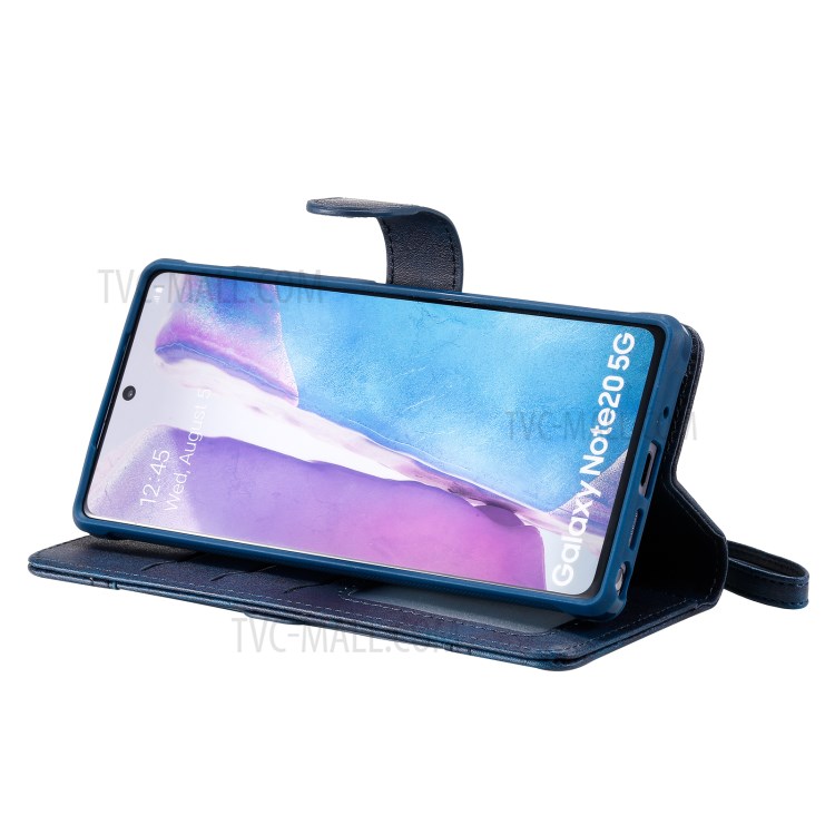 Magnetic Destacleable 2-em-1 Carteira Phone Case Para Samsung Galaxy Nota 20 / Nota 20 5G - Azul-9