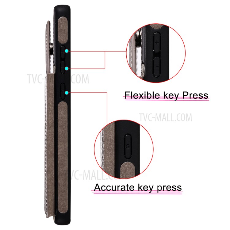 Imprint Cat and Bee Leather Coated TPU Kickstand for Samsung Galaxy Note 20/Note 20 5G Card Holder Case - Grey-10