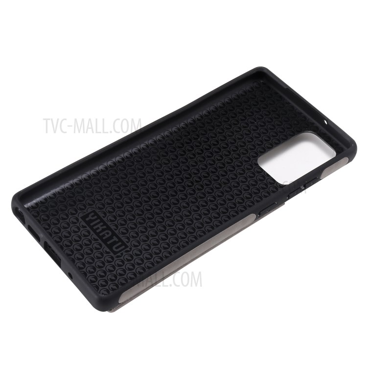Imprint Cat and Bee Leather Coated TPU Kickstand for Samsung Galaxy Note 20/Note 20 5G Card Holder Case - Grey-9
