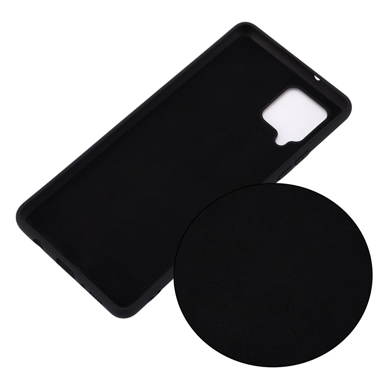 Liquid Silicone Soft Phone Cover with Strap for Samsung Galaxy A42 5G - Black-3