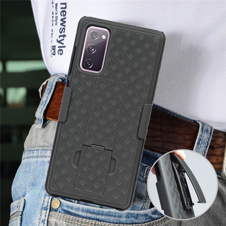 Swivel Belt Clip Holster PC + TPU Woven Texture Cover for Samsung Galaxy S20 FE/S20 Fan Edition/S20 FE 5G/S20 Fan Edition 5G-6