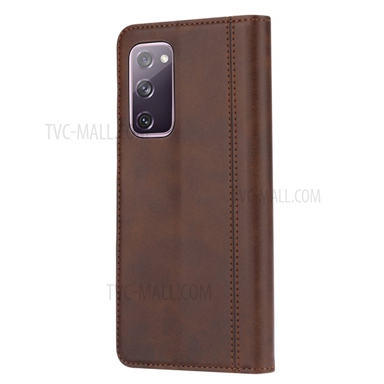 Leather Wallet Stand Phone Shell with Supporting Stand for Samsung Galaxy S20 FE/S20 Fan Edition/S20 FE 5G/S20 Fan Edition 5G - Brown-2