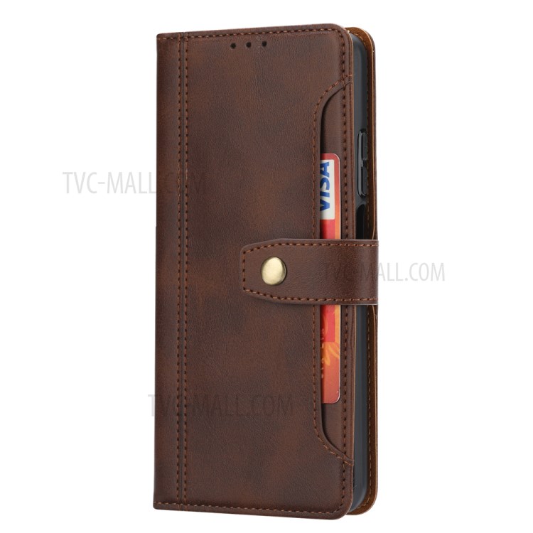 Leather Wallet Stand Phone Shell with Supporting Stand for Samsung Galaxy S20 FE/S20 Fan Edition/S20 FE 5G/S20 Fan Edition 5G - Brown-3