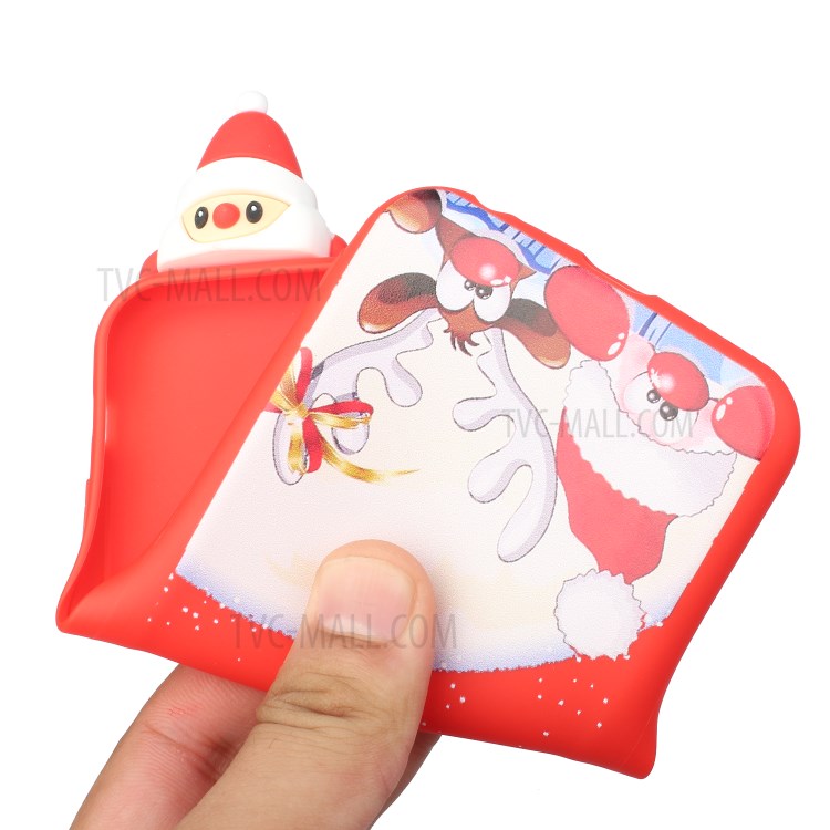 3D Christmas Doll Decor + Christmas Pattern Printing TPU Phone Cover Case for Samsung Galaxy A71 SM-A715 - Red Nose Santa and Moose-6