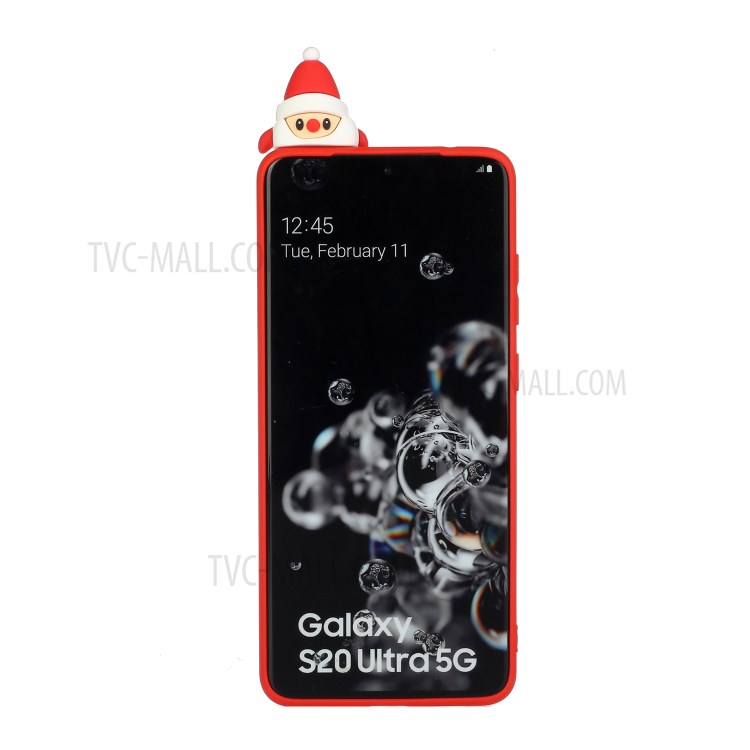 Caso De La Cubierta Del Teléfono De La Decoración De La Muñeca De Navidad 3D Para Samsung Galaxy S20 Ultra - Nariz Roja Santa Y Alce-3