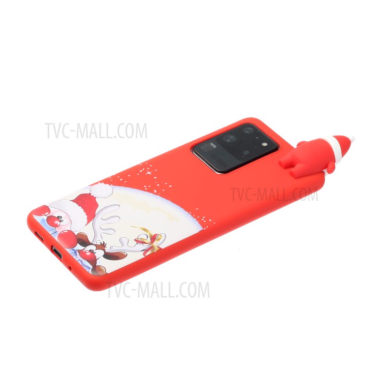 Caso De La Cubierta Del Teléfono De La Decoración De La Muñeca De Navidad 3D Para Samsung Galaxy S20 Ultra - Nariz Roja Santa Y Alce-4