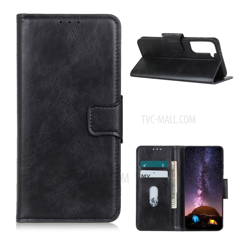 Bi-Color Crazy Cavalo Pele PU Couro Capa De Capa Para Samsung Galaxy S30 - Preto-1