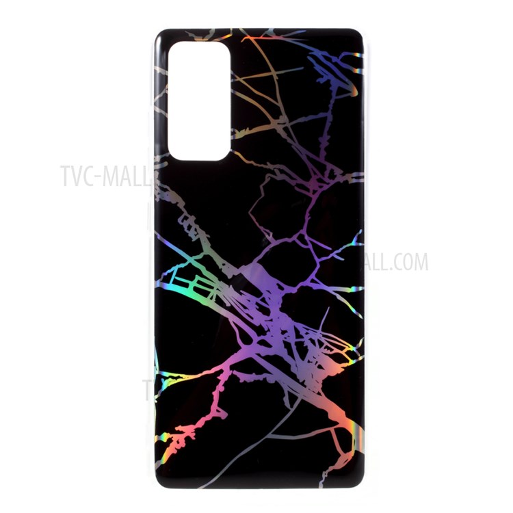Лазерная Резьба IMD красочный Мрамор TPU Телефонный Корпус Для Samsung Galaxy S20 FE / S20 Fan Edition / S20 FE 5G / S20 Вентилятор Edition 5G / S20 Lite - Черный-1