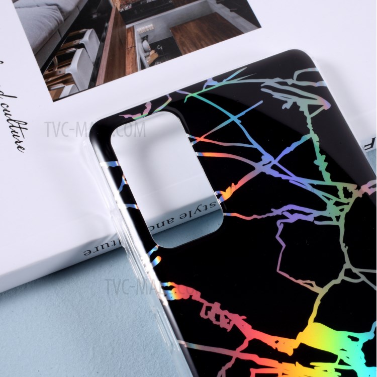 Лазерная Резьба IMD красочный Мрамор TPU Телефонный Корпус Для Samsung Galaxy S20 FE / S20 Fan Edition / S20 FE 5G / S20 Вентилятор Edition 5G / S20 Lite - Черный-3