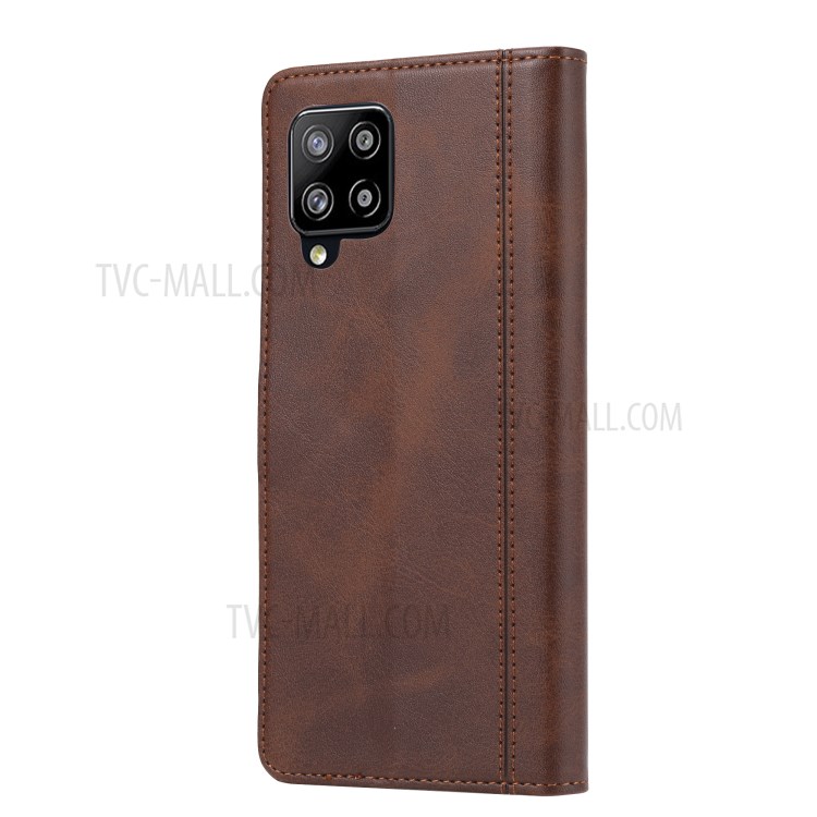 Leather Wallet Stand Phone Shell for Samsung Galaxy A42 5G with Supporting Stand - Brown-5