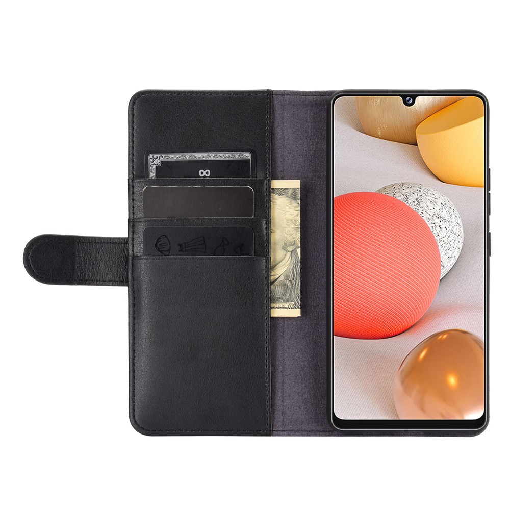 Shell Protetor De Telefone De Couro Dividido Com Carteira E Suporte Para Samsung Galaxy A42 5G - Preto-6