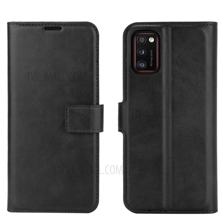 Square Buckle PU Leather Folio Flip Cover Case for Samsung Galaxy A41 (Global Version) - Black-2