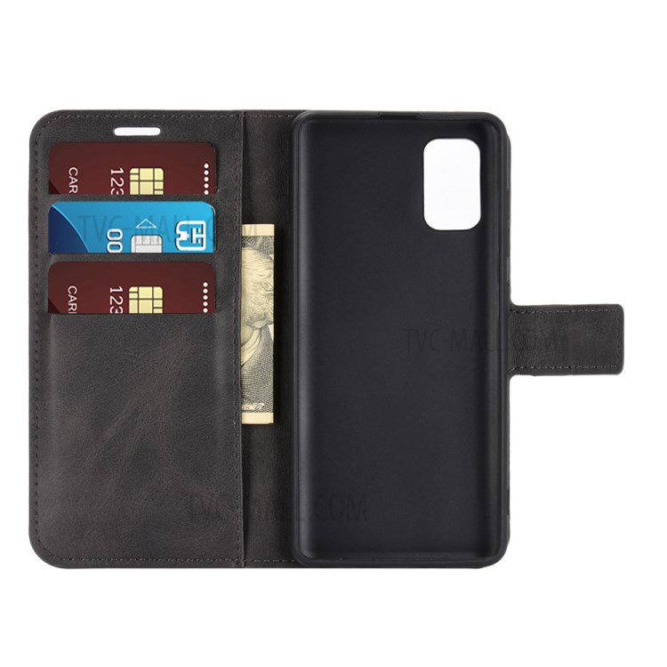 Square Buckle PU Leather Folio Flip Cover Case for Samsung Galaxy A41 (Global Version) - Black-4