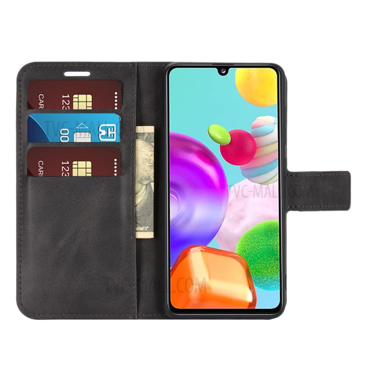Square Buckle PU Leather Folio Flip Cover Case for Samsung Galaxy A41 (Global Version) - Black-5