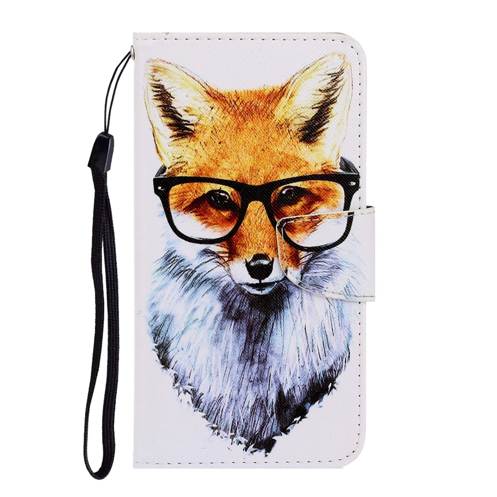 Funda De Cuero De Impresión Del Patrón Para Samsung Galaxy A42 5G Stand Wallet Cubierta De Teléfono Celular - Perro Con Vasos-2