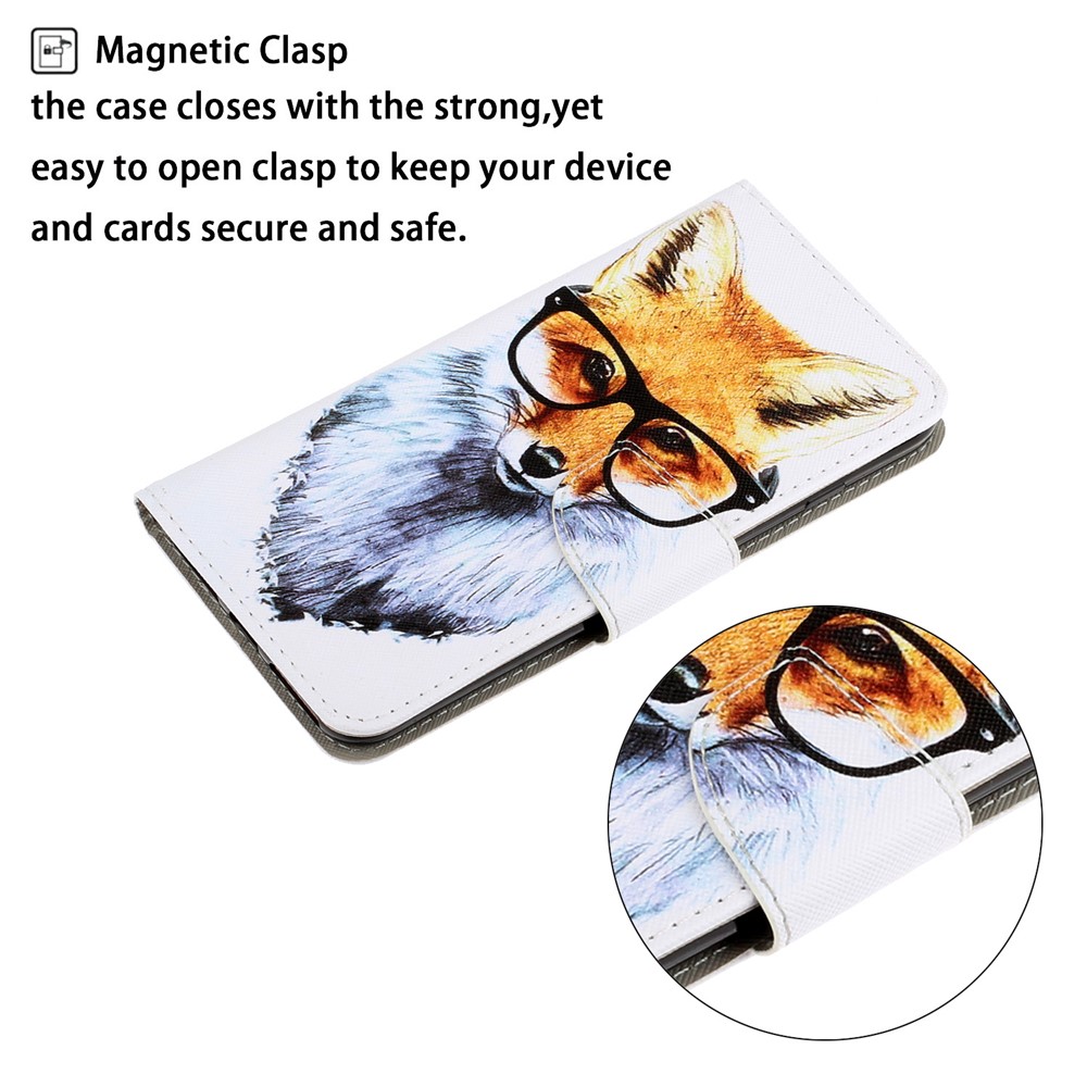 Funda De Cuero De Impresión Del Patrón Para Samsung Galaxy A42 5G Stand Wallet Cubierta De Teléfono Celular - Perro Con Vasos-4