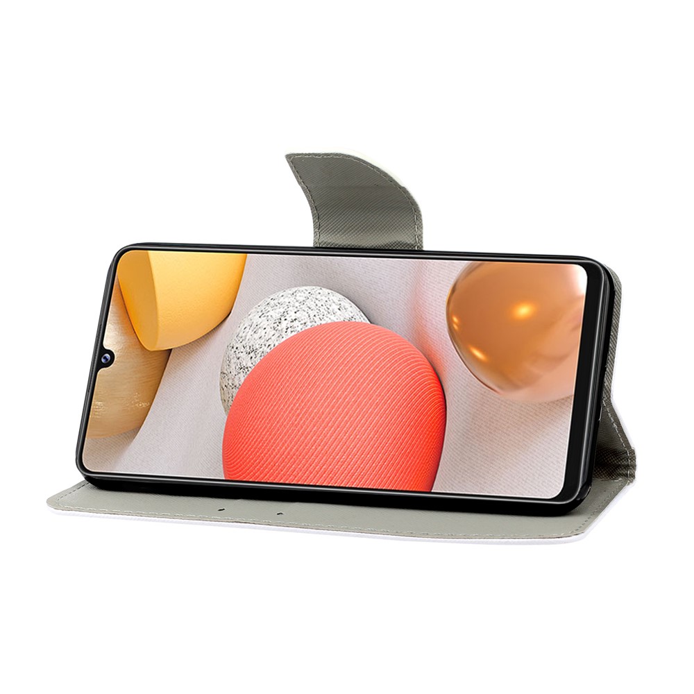 Funda De Cuero De Impresión Del Patrón Para Samsung Galaxy A42 5G Stand Wallet Cubierta De Teléfono Celular - Perro Con Vasos-6