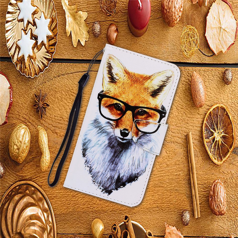 Funda De Cuero De Impresión Del Patrón Para Samsung Galaxy A42 5G Stand Wallet Cubierta De Teléfono Celular - Perro Con Vasos-8