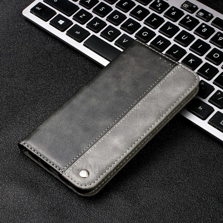 Auto-absorbed Business Splice Leather Cover Card Slot Stand Case for Samsung Galaxy S20 FE/S20 FE 5G - Grey-11