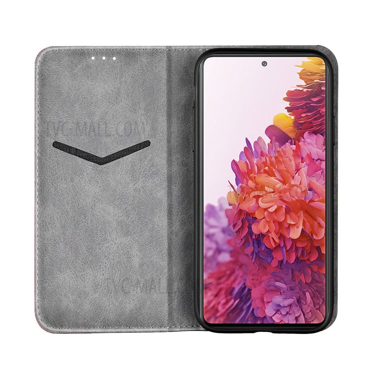 Auto-absorbed Business Splice Leather Cover Card Slot Stand Case for Samsung Galaxy S20 FE/S20 FE 5G - Grey-4