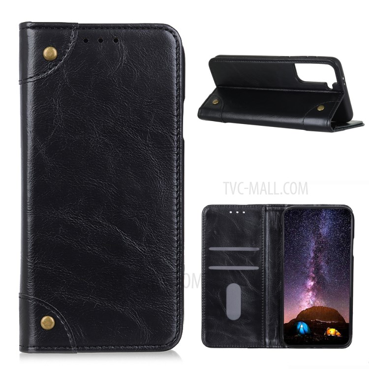 Auto-Absorbed Phone Protective Leather Case with Wallet and Stand for Samsung Galaxy S30 - Black-1