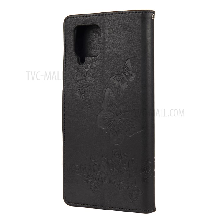 Butterfly Pattern Imprinting Leather Phone Shell for Samsung Galaxy A42 5G - Black-3