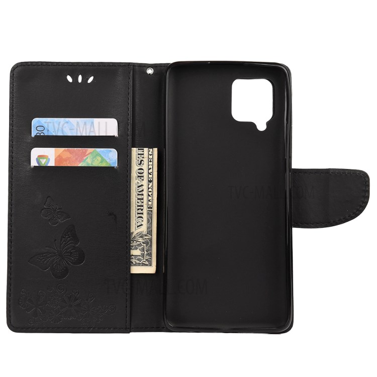 Butterfly Pattern Imprinting Leather Phone Shell for Samsung Galaxy A42 5G - Black-4