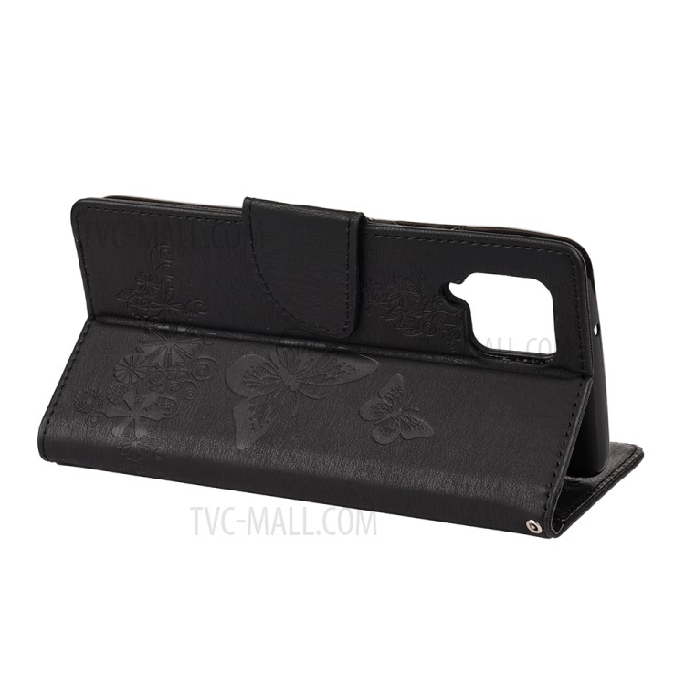 Butterfly Pattern Imprinting Leather Phone Shell for Samsung Galaxy A42 5G - Black-6