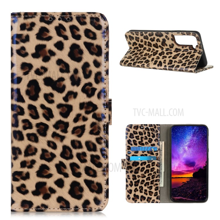 Leopard Pattern Leather Stand Wallet Phone Cover for Samsung Galaxy S21 Plus/S30 Pro-1