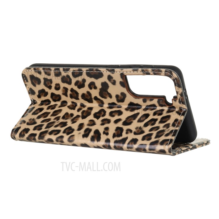 Leopard Pattern Leather Stand Wallet Phone Cover for Samsung Galaxy S21 Plus/S30 Pro-4