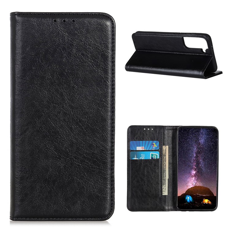 Crazy Horse Texture Leather Auto-Absorbed Phone Cover Shell for Samsung Galaxy S30/S21 - Black-1