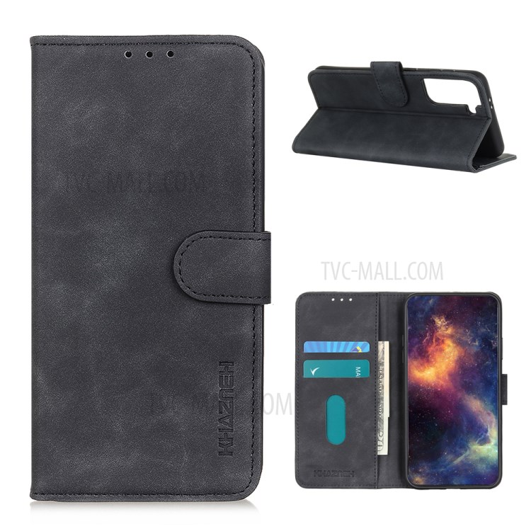 KHAZNEH Vintage Style PU Leather Phone Protector for Samsung Galaxy S30 Pro/S21 Plus - Black-1