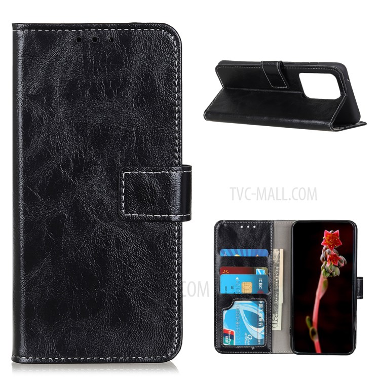 Retro Style Crazy Horse Texture Leather Phone Protective Shell for Samsung Galaxy S30 Ultra/S21 Ultra - Black-1
