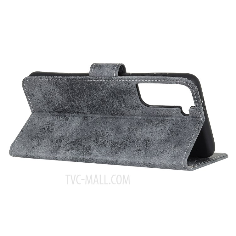 PU Leather Protector for Samsung Galaxy S30 Wallet Stand Retro Cover - Grey-4