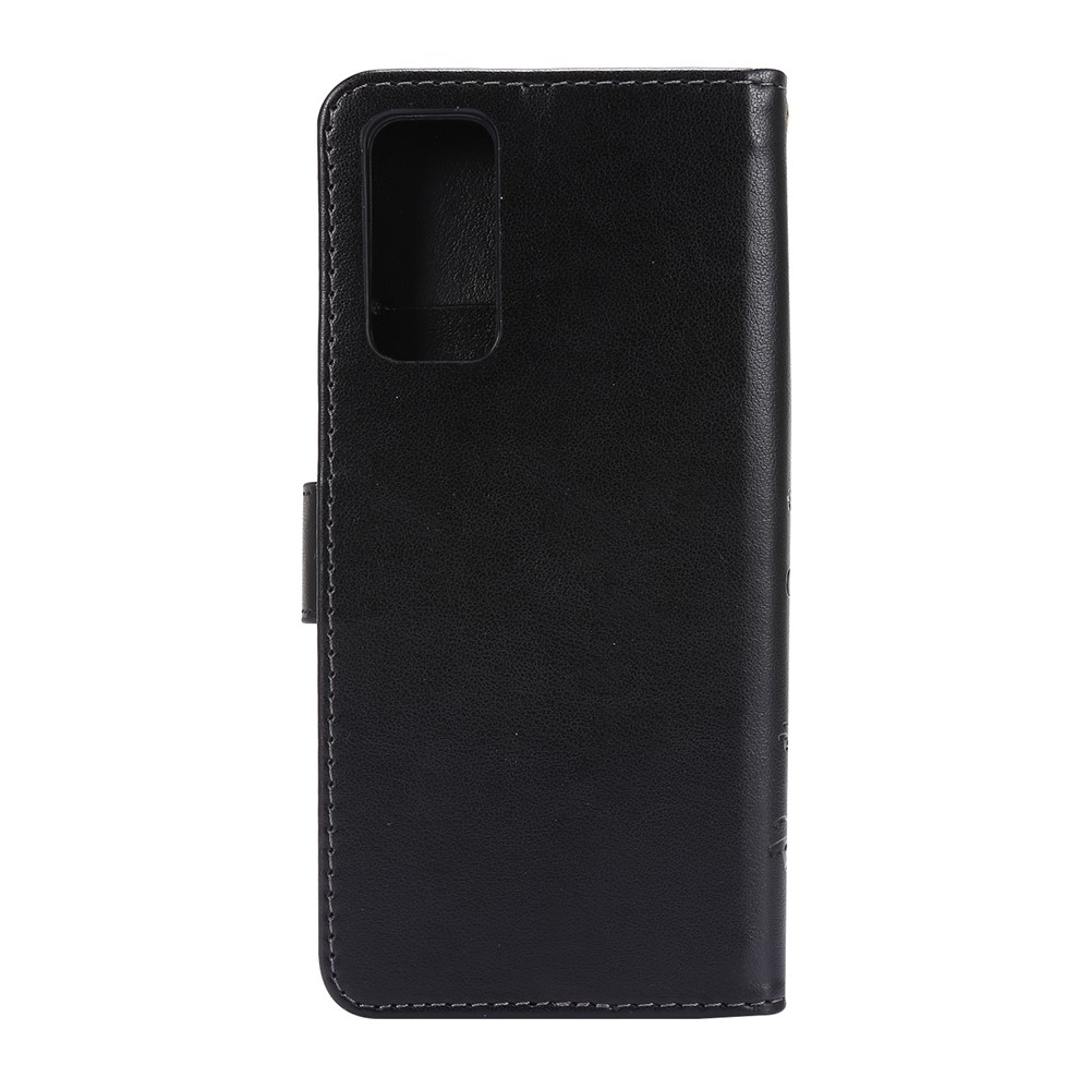 Pour Samsung Galaxy S20 fe 4g / 5g / S20 Lite / S20 fe 2022 Fleur de Papillon Impression de Portefeuille en Cuir - le Noir