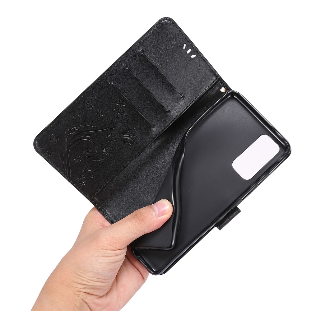 Butterfly Flower Imprinting Leather Wallet Case for Samsung Galaxy S20 FE/S20 Fan Edition/S20 FE 5G/S20 Fan Edition 5G - Black-7