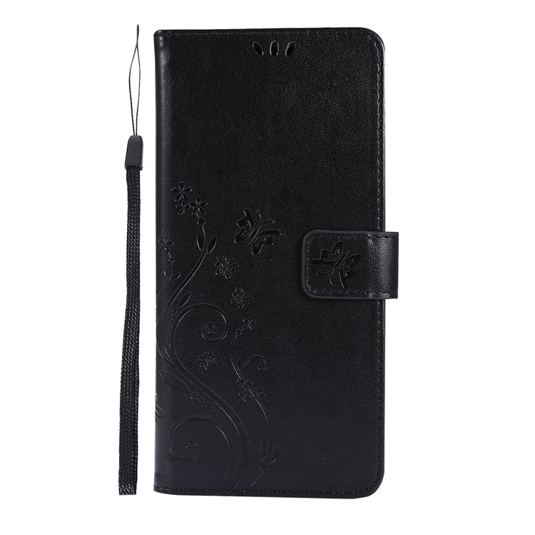 Butterfly Flower Imprinting Wallet Stand Leather Phone Case for Samsung Galaxy Note 20 / Note 20 5G - Black-2
