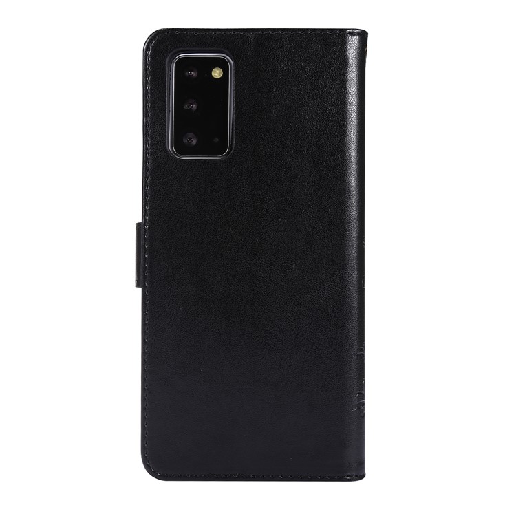 Butterfly Flower Imprinting Wallet Stand Leather Phone Case for Samsung Galaxy Note 20 / Note 20 5G - Black-3