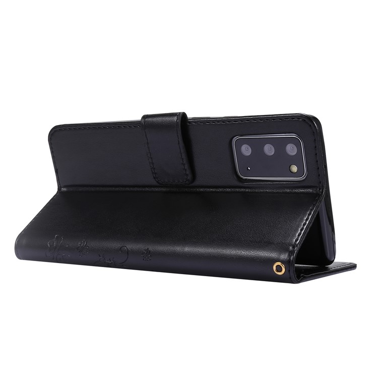 Butterfly Flower Imprinting Wallet Stand Leather Phone Case for Samsung Galaxy Note 20 / Note 20 5G - Black-5